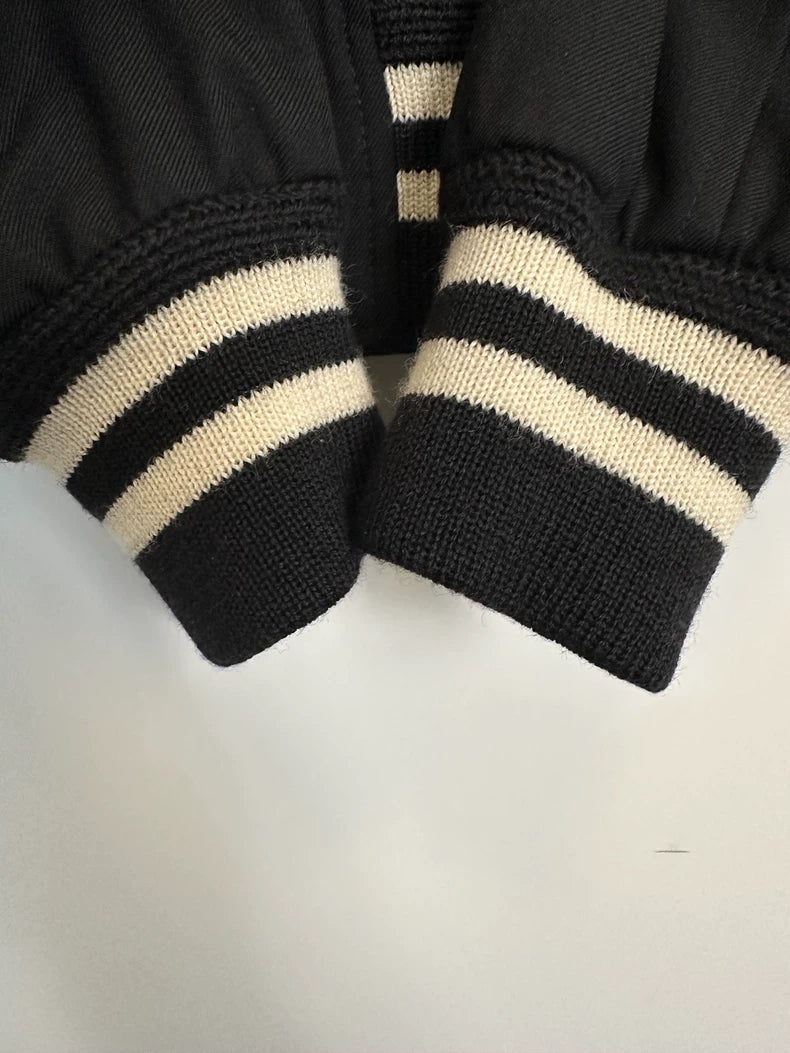 Saint Laurent Black Button-Up Baseball Jacket