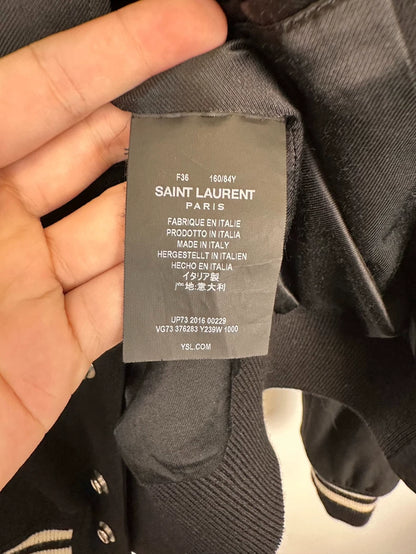 Saint Laurent Black Button-Up Baseball Jacket