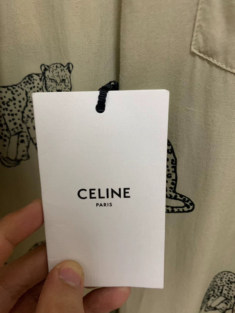 Celine Tiger Print Short Sleeve Shirt