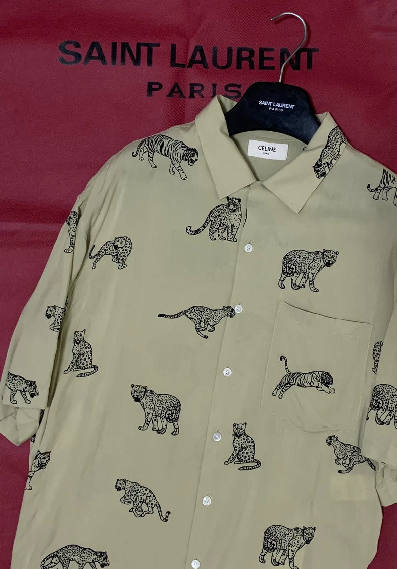 Celine Tiger Print Short Sleeve Shirt