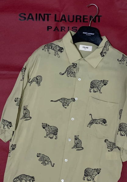 Celine Tiger Print Short Sleeve Shirt