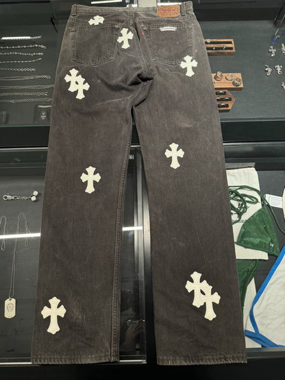 Chrome Hearts x Levi's 501 Leather Patch Jeans-yf