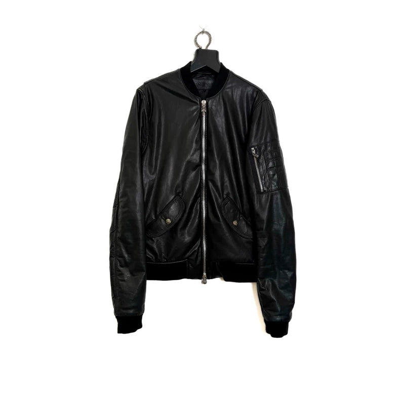 Chrome Hearts Black Leather MA1 Jacket