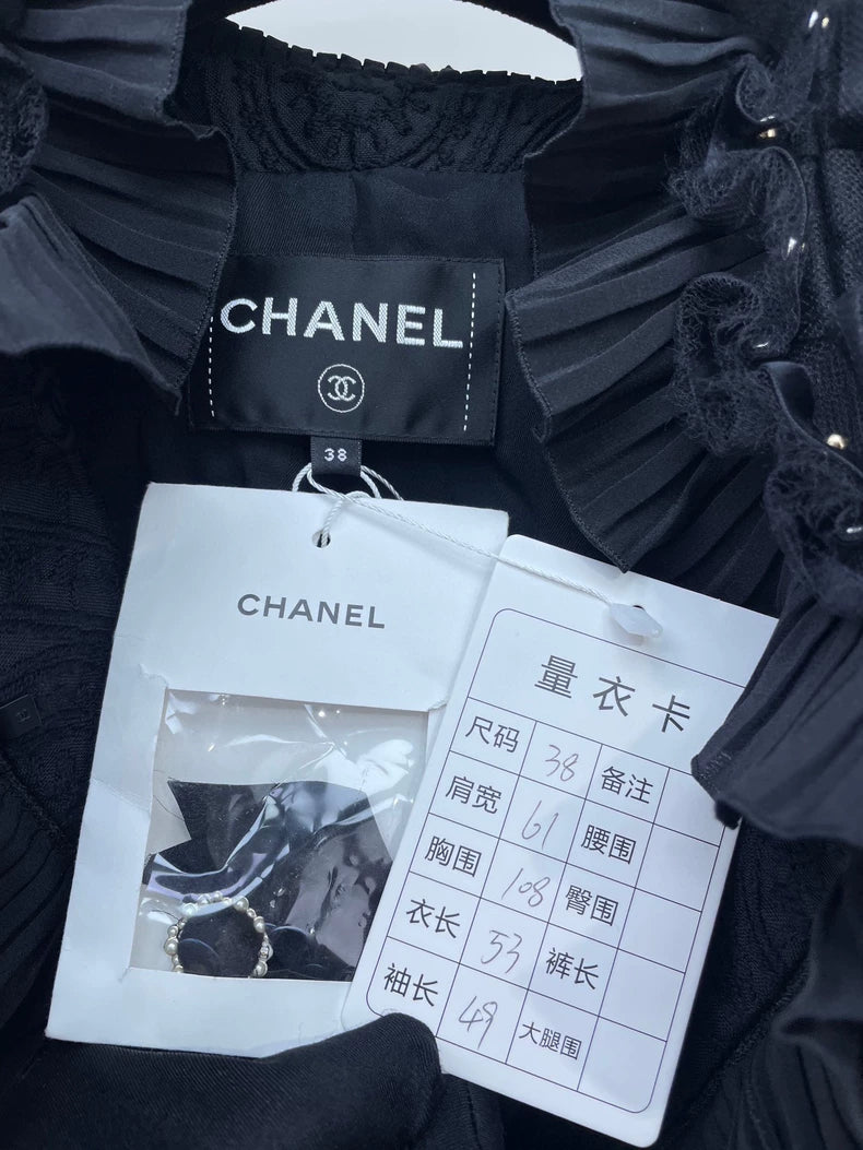Black Ruffled Velvet Jacket by Chanel