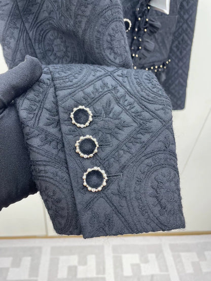 Black Ruffled Velvet Jacket by Chanel