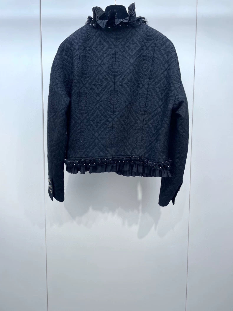 Black Ruffled Velvet Jacket by Chanel