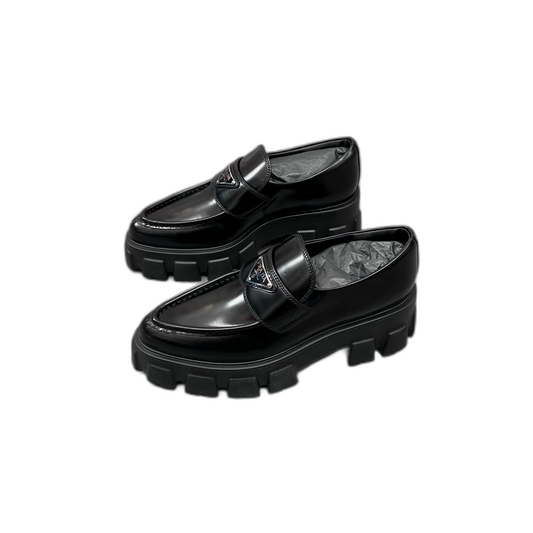Prada Black Monolith Loafers with Logo