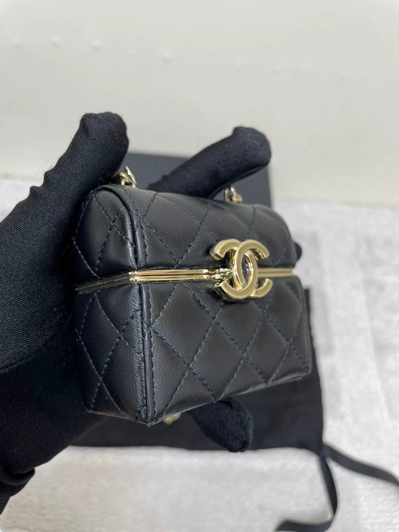 Chanel Black Mini Lipstick Chain Bag