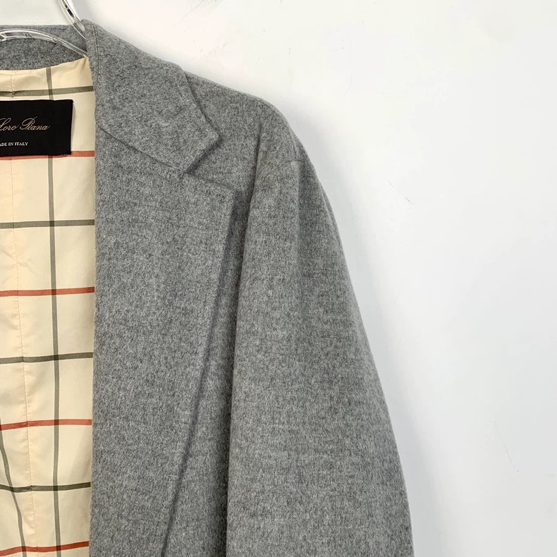 Gray Cashmere Long Sleeve Blazer Jacket