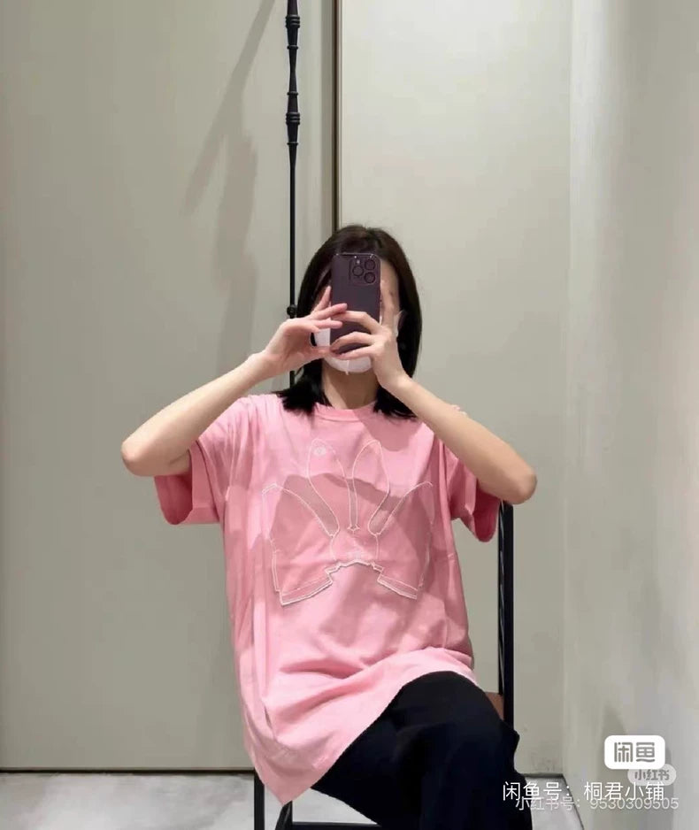 Loewe Cartoon Rabbit Print Short-Sleeve T-Shirt-yf