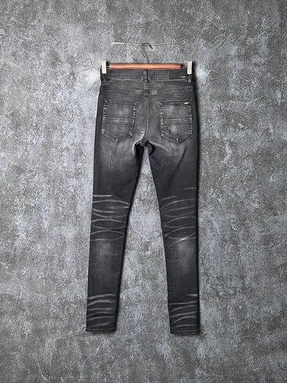 AMIRI Black Gray Distressed Denim Pants
