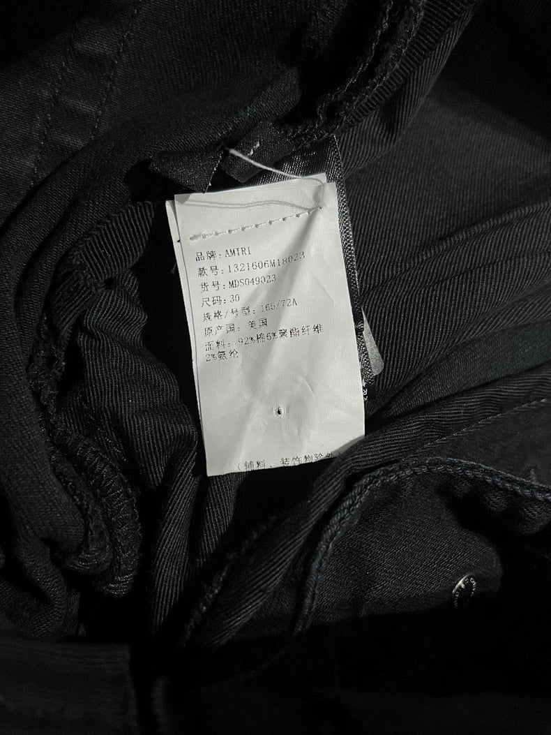 AMIRI Black Gray Distressed Denim Pants