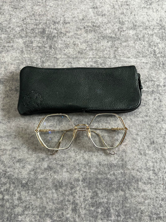 Chrome Hearts Gold Hexagonal Glasses-yf
