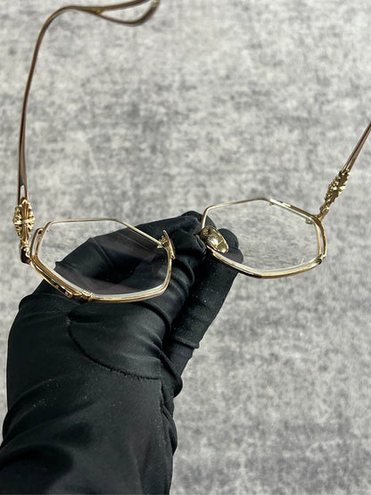 Chrome Hearts Gold Hexagonal Glasses-yf