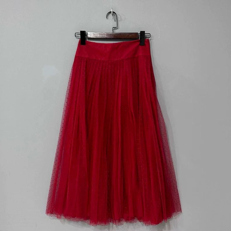 Dior Red Tulle Skirt