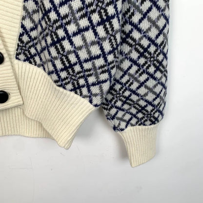 Saint Laurent Wool Knitted Cardigan in Checkered Design