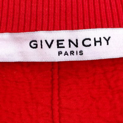 Givenchy Red Logo Print Distressed Long Sleeve Sweatshirt