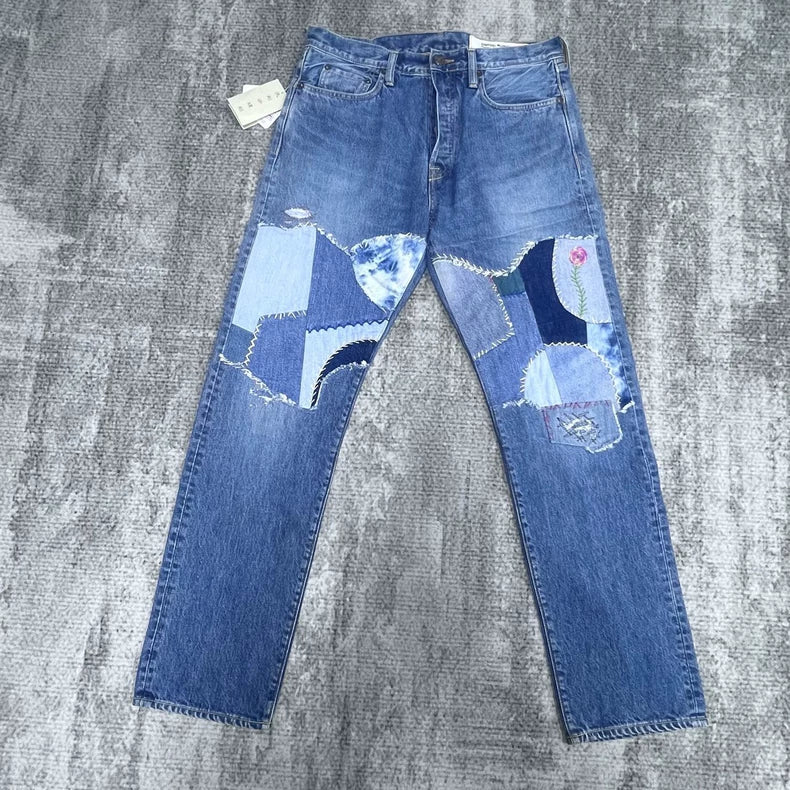 KAPITAL Floral Patchwork Denim Pants