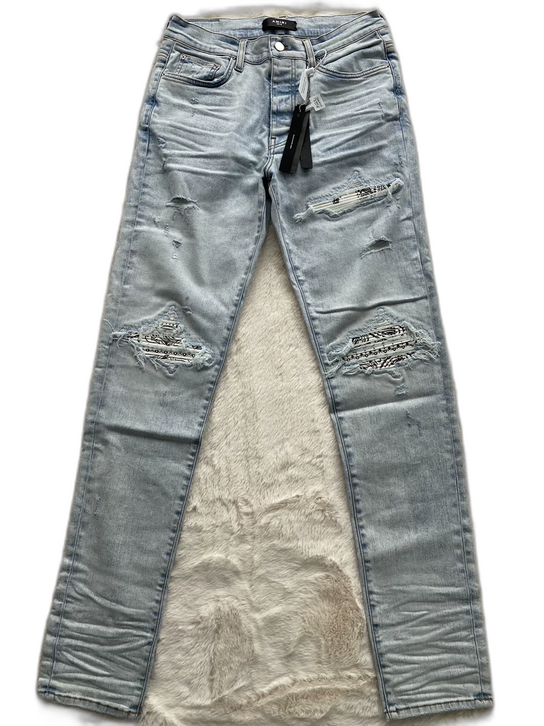 Amiri Water Wash Blue White Denim Pants