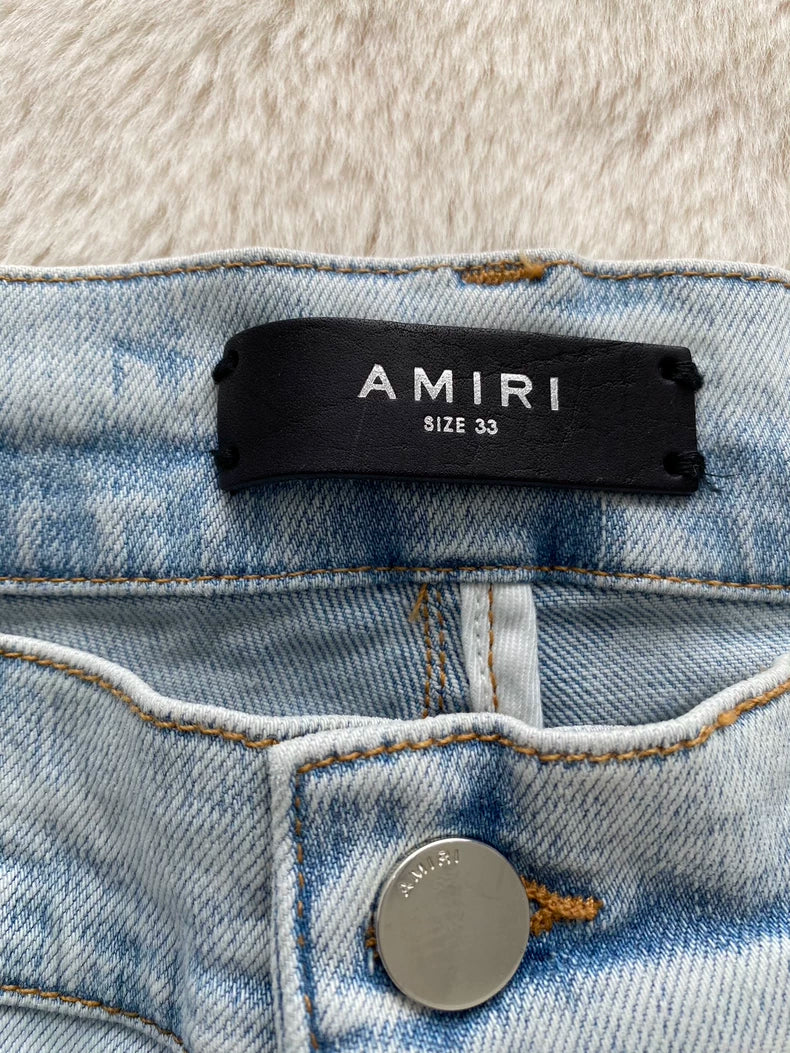 Amiri Water Wash Blue White Denim Pants