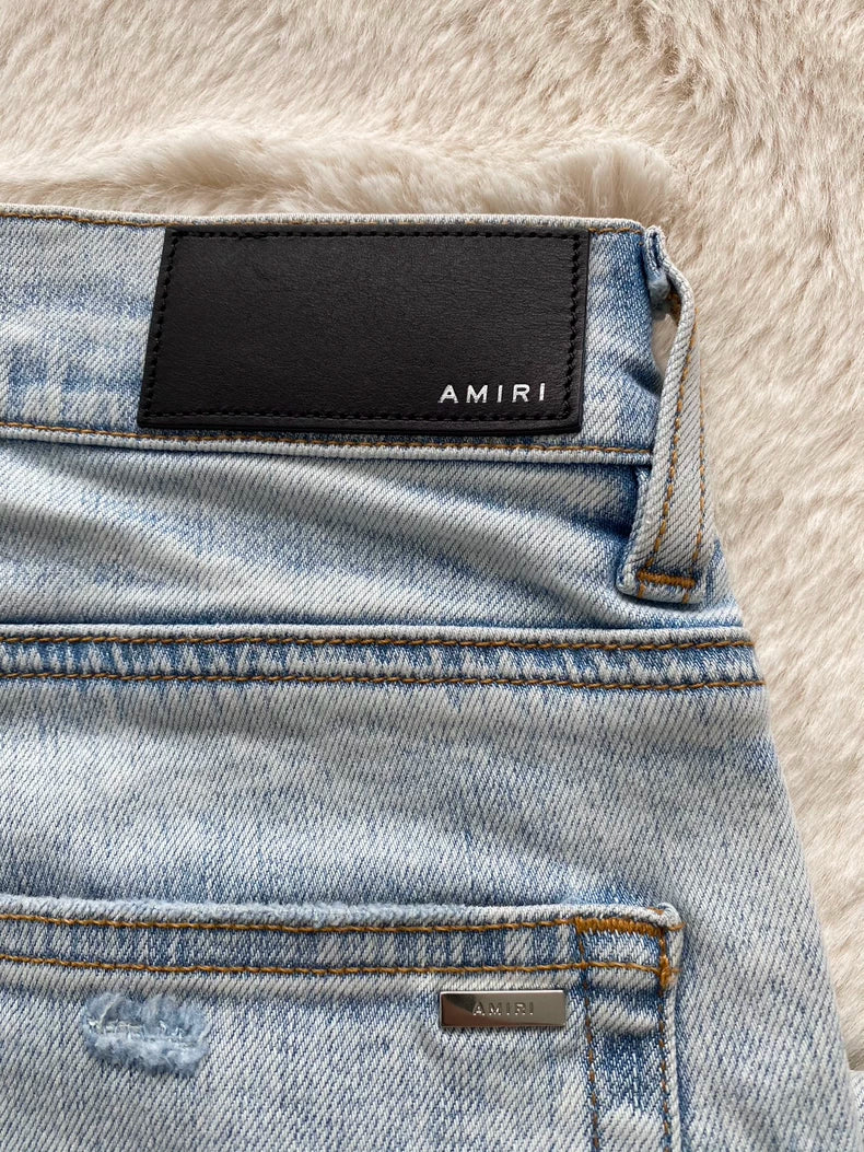 Amiri Water Wash Blue White Denim Pants