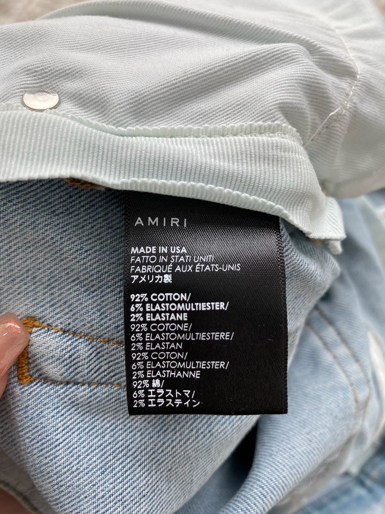Amiri Water Wash Blue White Denim Pants