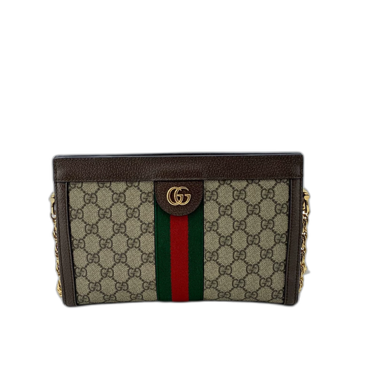 Gucci Brown Striped Logo Crossbody Bag