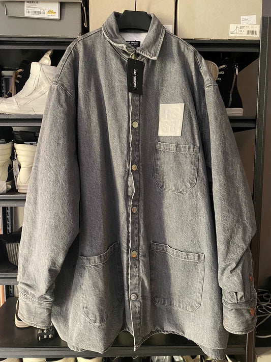 Raf Simons 21AW Washed Gray Cotton Shirt-yf