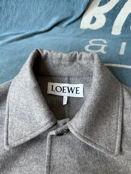 Loewe Gray Wool Jacket with Leather Tag