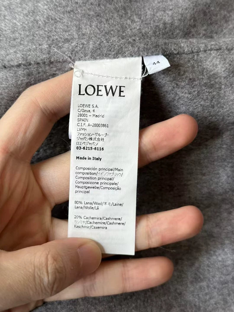 Loewe Gray Wool Jacket with Leather Tag