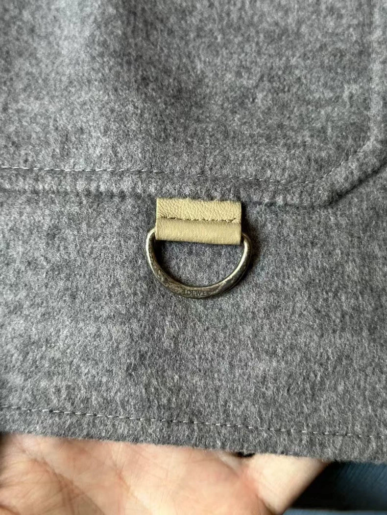 Loewe Gray Wool Jacket with Leather Tag