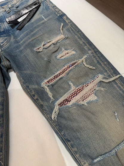 Amiri Pink Diamond Denim Pants Size 31