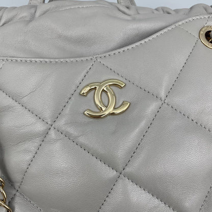 Chanel Grey Quilted Leather Tote Bag