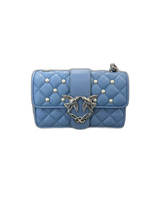 Pinko Blue Shoulder Bag with Pearl Logo