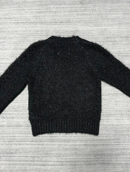 Black Wool Blend Cardigan with Sequins-zp