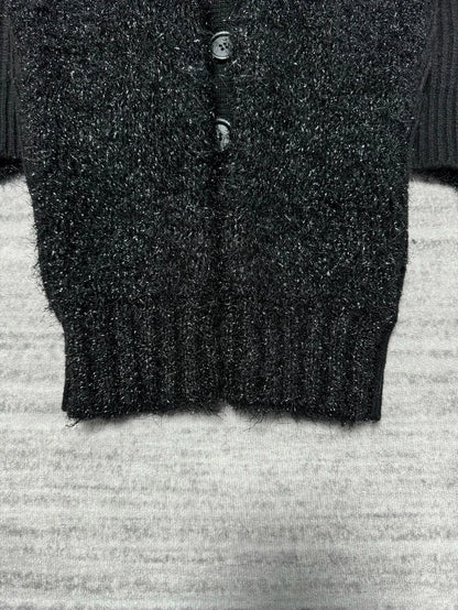 Black Wool Blend Cardigan with Sequins-zp