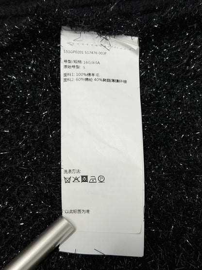 Black Wool Blend Cardigan with Sequins-zp