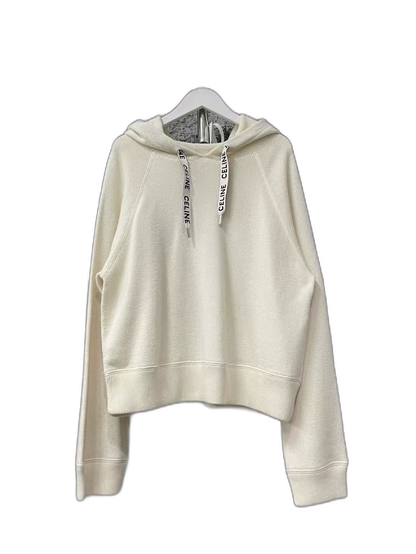 Celine Logo Drawstring Wool Hoodie Sweatshirt