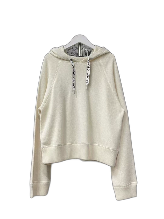 Celine Logo Drawstring Wool Hoodie Sweatshirt