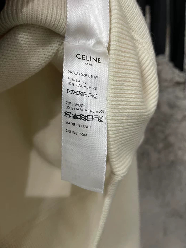Celine Logo Drawstring Wool Hoodie Sweatshirt