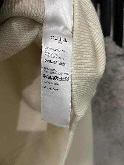 Celine Logo Drawstring Wool Hoodie Sweatshirt