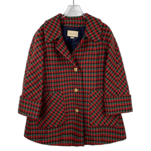 Gucci Red Houndstooth Wool Coat XXS