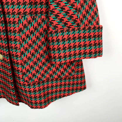 Gucci Red Houndstooth Wool Coat XXS