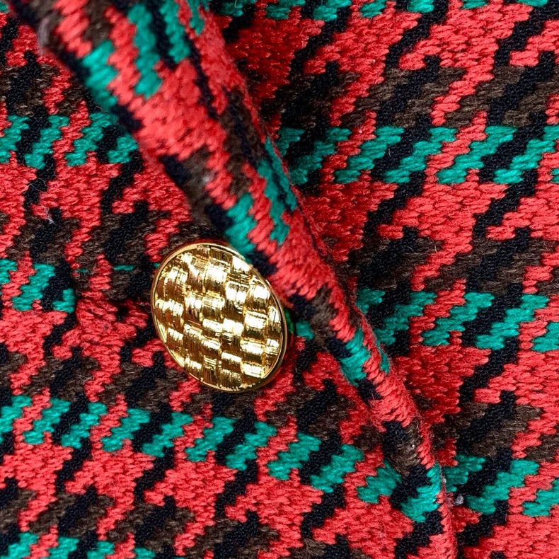 Gucci Red Houndstooth Wool Coat XXS