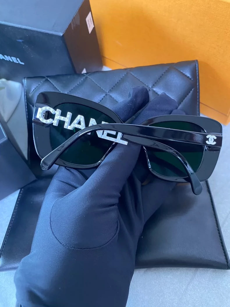 Chanel Rhinestone Letter Sunglasses
