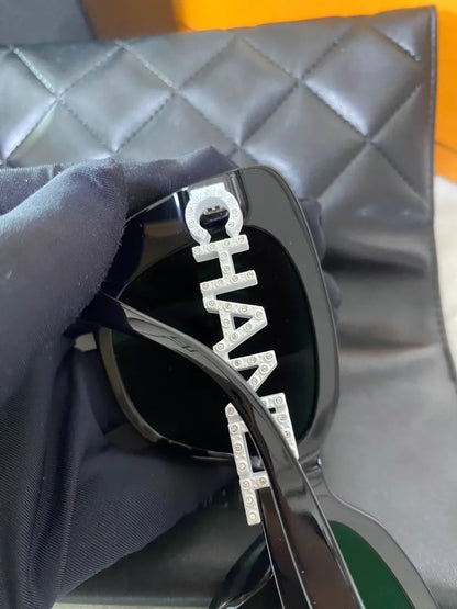 Chanel Rhinestone Letter Sunglasses
