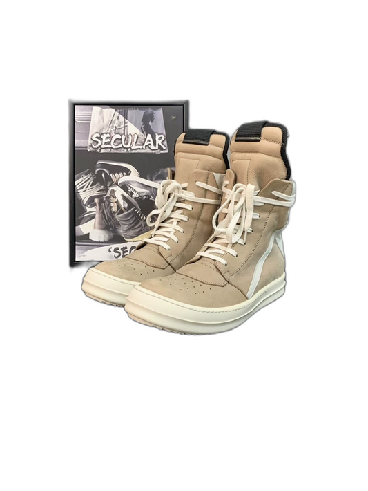 Rick Owens Beige Geobasket Sneakers Size 37-yf