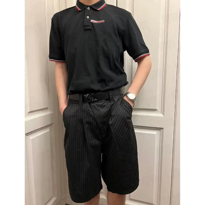 Prada Black Cotton Polo Shirt for Men