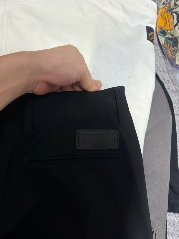 Prada Black Embroidered Logo Relaxed Pants