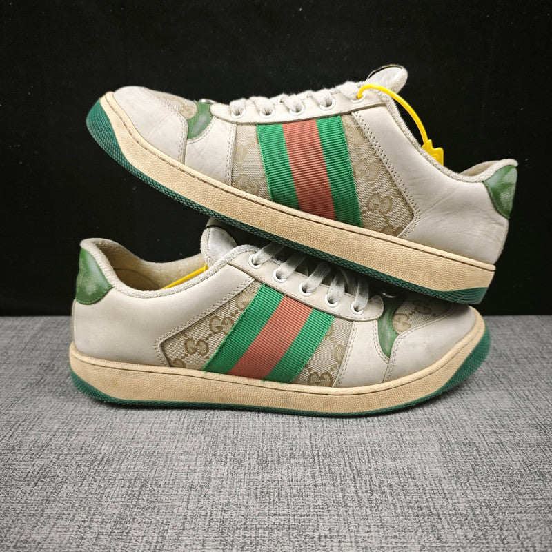 Gucci Screener Distressed Sneakers in Green 0079